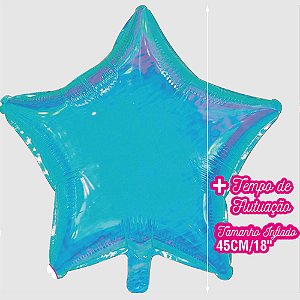 Balão Metalizado Estrela Gelo Azul Cristal 18" - 1 Un
