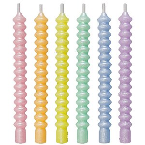 Vela Palito Espiral Metalizada Candy Color V241D - 6 Un