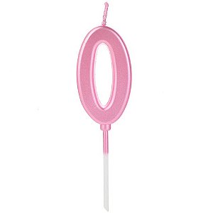 Vela Pick Metalizada Rosa Candy Color Numero 0 - 1 Un
