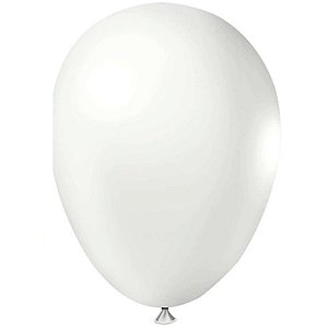 Balão Látex Tradicional Redondo 5" Liso Branco - 50 Un