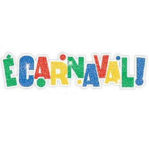 Letreiro Impresso com Glitter - É Carnaval - 44cm