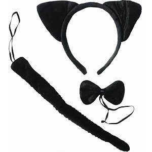 Kit Fantasia Gatinha Preta - 3 Peças