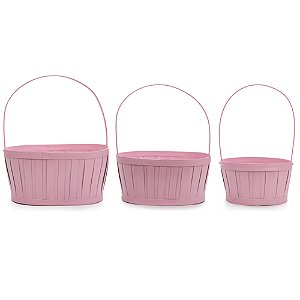 Cestas Decorativas com Alça Cor Lavanda - Jogo com 3 Un