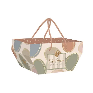 Cesta de Papel Cartão com Alça Tonal M 25x15x11,5cm - 10 Un