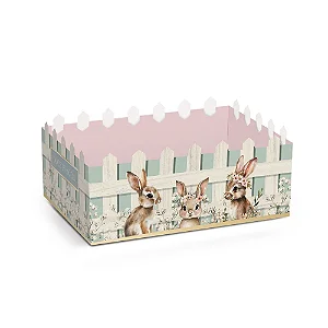 Cesta Cerquinha de Papel Cartão Doce Páscoa G 22x15x8cm - 10 Un