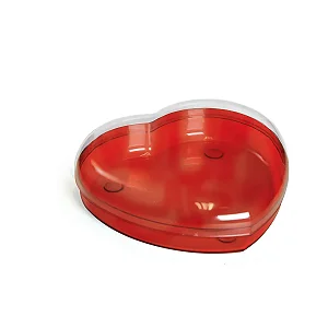 Caixa Acrílico Coração Liso Vermelho 16,8x15x4,5cm - 24 Un