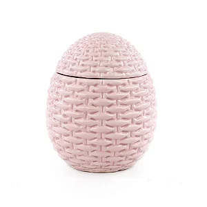 Bomboniere Ovo de Cerâmica com Tampa Sweet Rosa 14x12x12cm - 2 Un