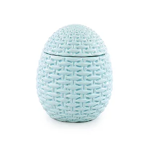 Bomboniere Ovo de Cerâmica com Tampa Sweet Azul 14x12x12cm - 2 Un