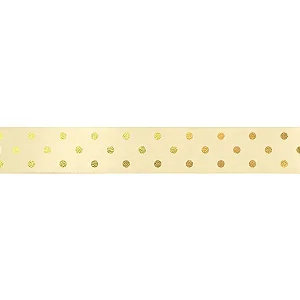 Fita Decorativa Cetim Estampado Poá 38mmx30m Amarelo - 1 Un