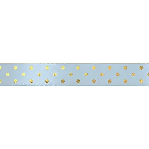 Fita Decorativa Cetim Estampado Poá 21,5mmx30m Azul - 1 Un
