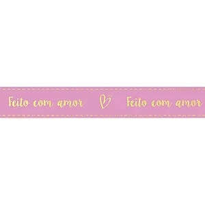 Fita Decorativa Cetim Estampado Feito Com Amor 10,5mmx30m Quartzo - 1 Un