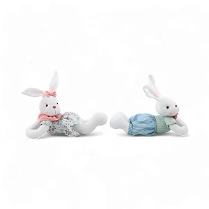 Coelho Decorativo de Tecido Floral Listras Happy Spring 28cm - 2 Un