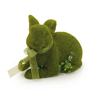 Coelho Decorativo de Tecido Deitado Verde Mesh 20cm - 2 Un