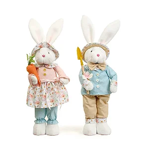 Coelho Decorativo de Tecido com Cenoura Sortido Chiclete 53cm - 2 Un