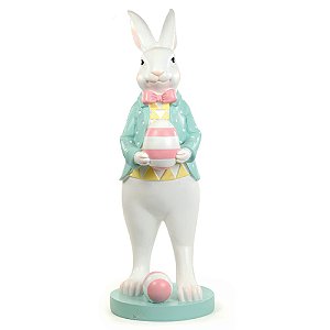 Coelho Decorativo de Resina com Ovos Cute Family 80cm - 1 Un