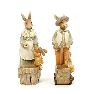Coelho Decorativo de Resina com Filhotes Breeze 23cm Sortido - 2 Un