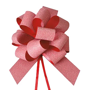 Laço Pronto Glitter 30mm Liso Vermelho - 10 Un