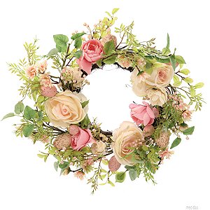 Guirlanda Decorativa com Flores e Ovos Verde/Rosa 56m Fondant - 1 Un