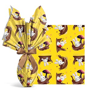 Folha Poli Metalizado Contos de Pascoa Amarelo 69x89cm - 25 Un