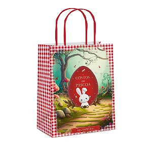 Sacola de Papel Contos de Páscoa G 32x26,5x13cm Vermelho - 10 Un