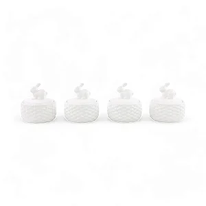 Pote Decorativo de Cerâmica com Coelho Branco 12cm - 1 Un