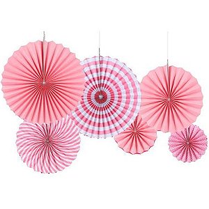 Kit Enfeite de Papel Composê Rosa Bebê - 6 Peças