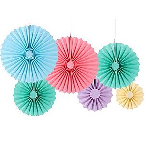 Kit Enfeite de Papel Composê Candy Color - 6 Peças