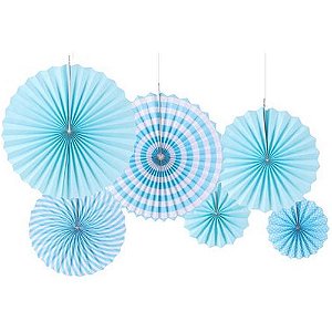 Kit Enfeite de Papel Composê Azul Bebê - 6 Peças
