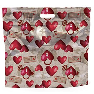 Kit Sacola Laminada com Zíper 46x43+5cm Amor Real - 10 Un