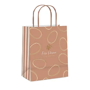 Kit Sacola de Papel Tonal Terracota Suave M 26x19,5x9,5cm - 10 Un