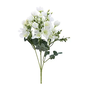 Flores Decorativas Permanentes - Buquê Flores e Sementes 32cm Branco - 6 Buquês