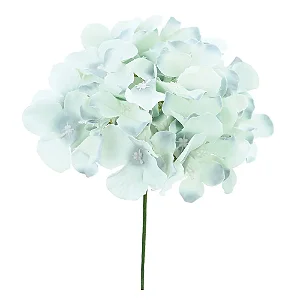 Flores Decorativas Permanentes - Hortênsia com Haste 46cm Verde Claro/Verde - 6 Hastes