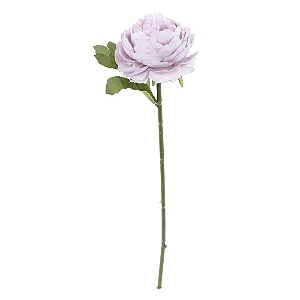 Flores Decorativas Permanentes - Peônia Solitária 30cm Lilás/Verde - 6 Hastes