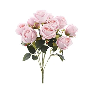 Flores Decorativas Permanentes - Buquê de Rosas X11 49cm Lilás - 1 Buquê