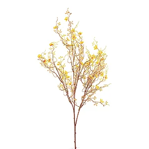 Flores Decorativas Permanentes - Flor de Ameixa X18 70cm Amarelo - 6 Hastes