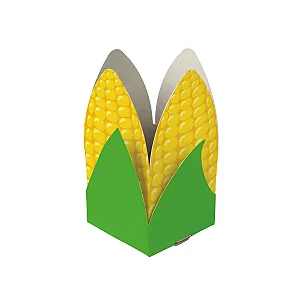 Caixa Para Pipoca Arraiá Bão Demais Espiga de Milho 7,5x7,5x10cm - 10 Un