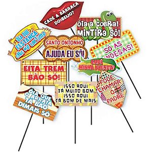 Plaquinhas Divertidas para Festa Junina - 10 Un