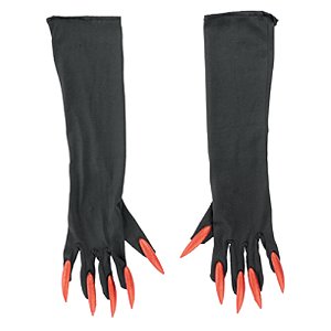 Acessórios Para Fantasia - Luva Unha Vermelha 25cm - 1 Par