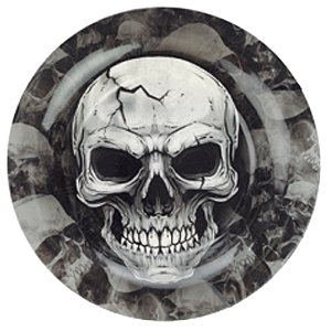 Bandeja Plástica Redonda Crânio 25cm - 1 Un