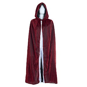Capa Adulto com Capuz Lurex Vermelho 1,20 Metros - 1 Un