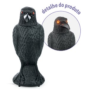 Corvo Decorativo Preto Com Som, Luz e Movimento 38,5cm - 1 Un