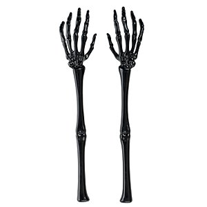 Garfo Plástico Grande Mãos de Esqueleto Preto 30cm - 2 Un