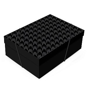 Kit Caixa Retangular com Tampa Relevo Tweed Preto G 46x33x14 - 10 Un