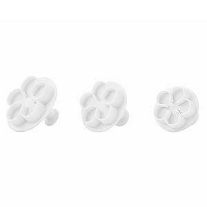 Cortador e Marcador Ejetor Plástico Flor de Ameixa - Jogo com 3 Un - Cromus Allonsy