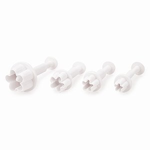 Cortador e Marcador Ejetor Plástico Flor de Ameixa - Jogo com 4 Un - Cromus Allonsy