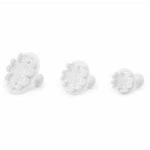 Cortador e Marcador Ejetor Plástico Pétalas Coração - Jogo com 3 Un - Cromus Allonsy