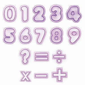 Cortador Números e Símbolos Plástico - Jogo com 16 Un - Cromus Allonsy