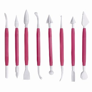 Esteca Modeladora para Pasta Americana 16,2x1,8x0,8cm - Jogo com 8 Un - Cromus Allonsy