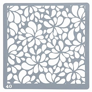 Estencil Para Bolo e Biscoito Floral-St15-40 15x15cm - 1 Un - Cromus Allonsy