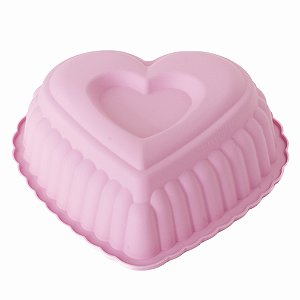 Forma de Silicone Coração Duplo Rosa 25x23,3x7cm - 1 Un - Cromus Allonsy